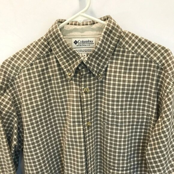Columbia Men's Classic Long Sleeve Outdoor Shirt Sz Medium Tan Check Activewear - Picture 2 of 16